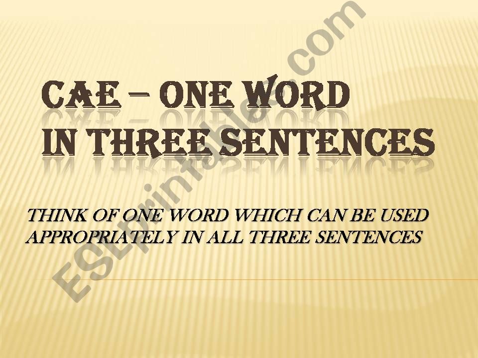 CAE - use of english - one word in three 