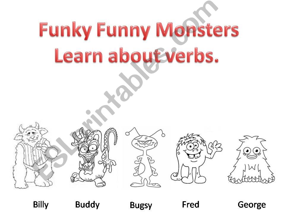 Funky Funny Monsters learn about verbs