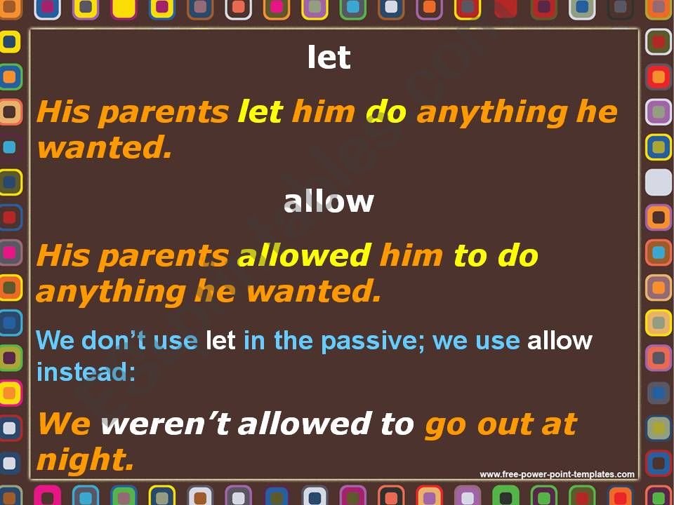 Verb patterns: make-let-allow powerpoint