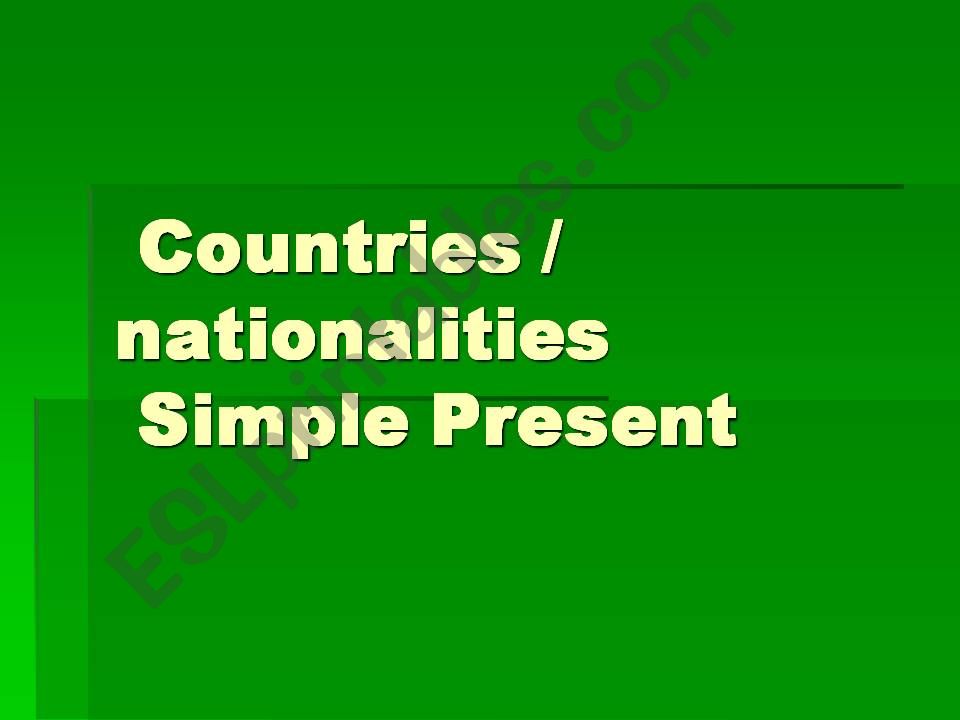 Countries and Nationalities powerpoint