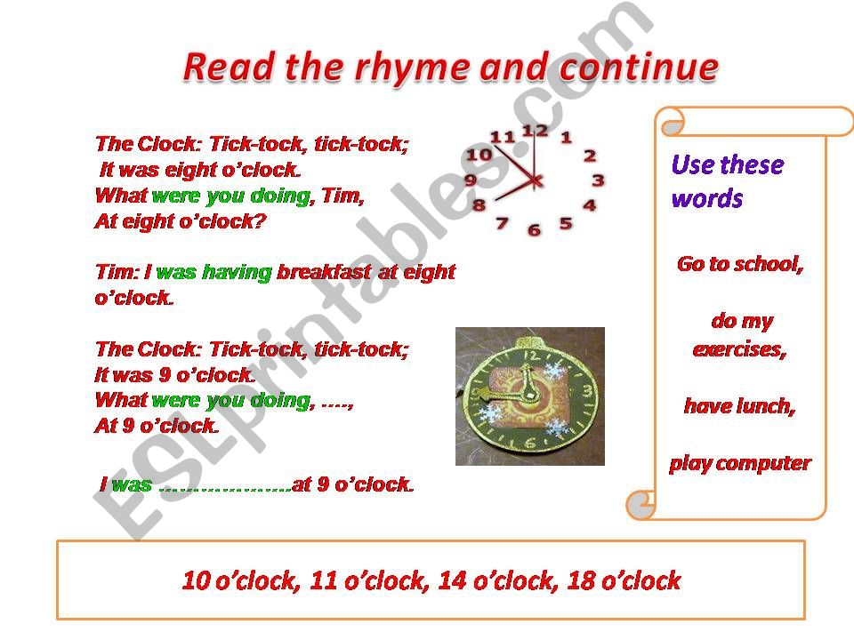 rhyme for past continuous powerpoint