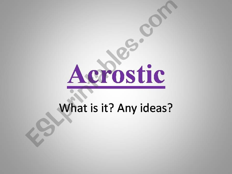 Acrostic (adjectifs to describe personnality)
