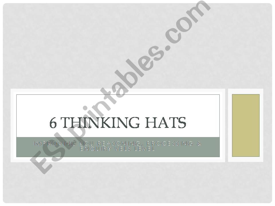 Six Thinking hats by De Bono powerpoint