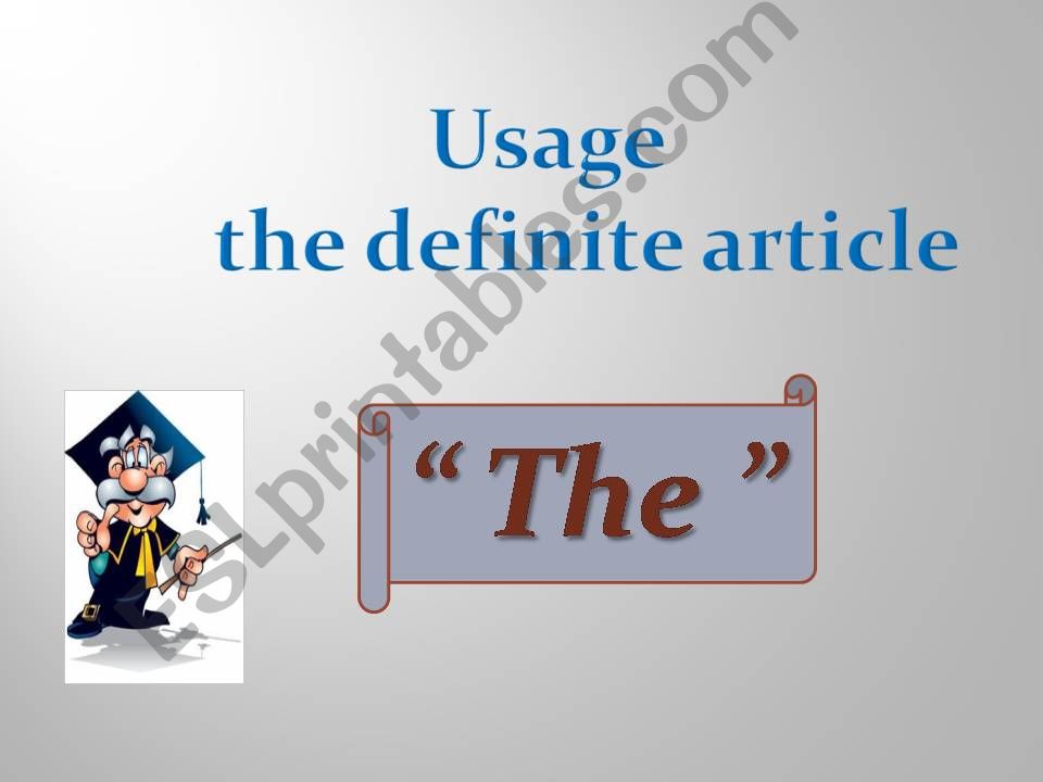 Usage the definite article  powerpoint