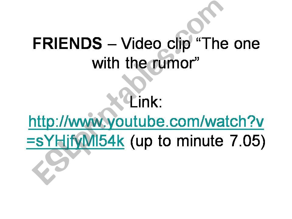 Video clip from Friends - The one with the rumour