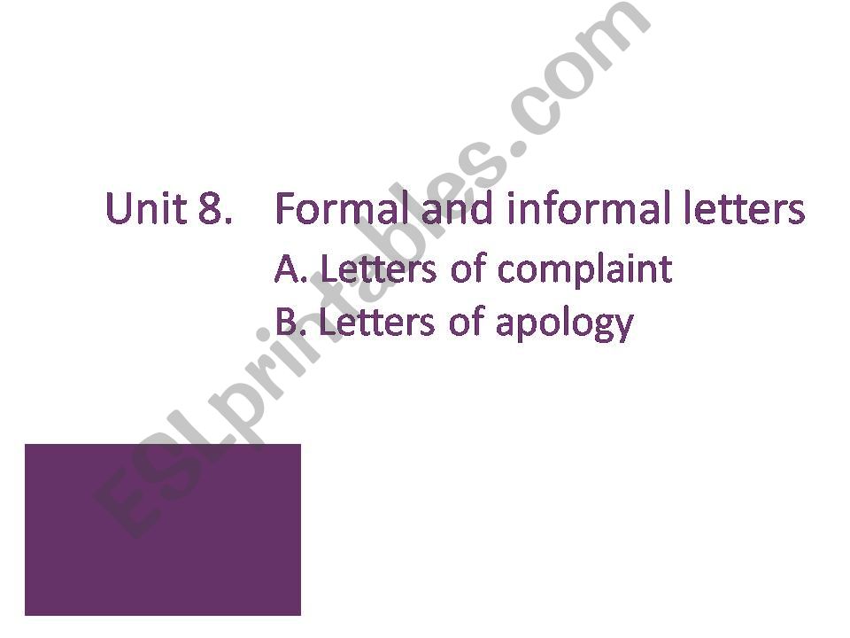 Writing letters of complaint and of apology