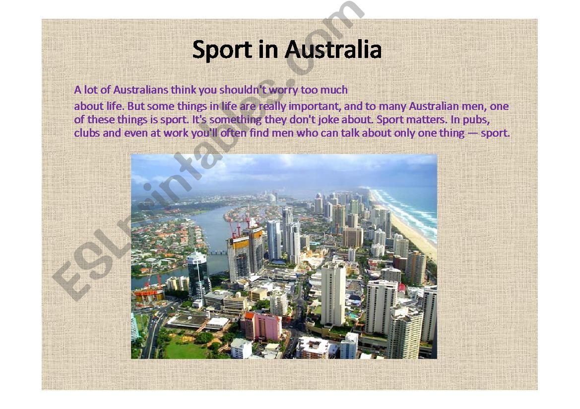 Sport in Australia  powerpoint