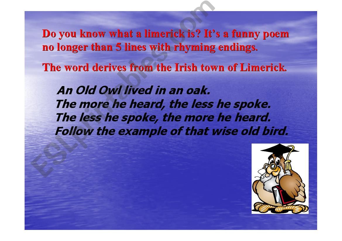 English Limericks powerpoint