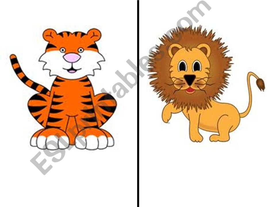 ESL English PowerPoints forest animal flash card set