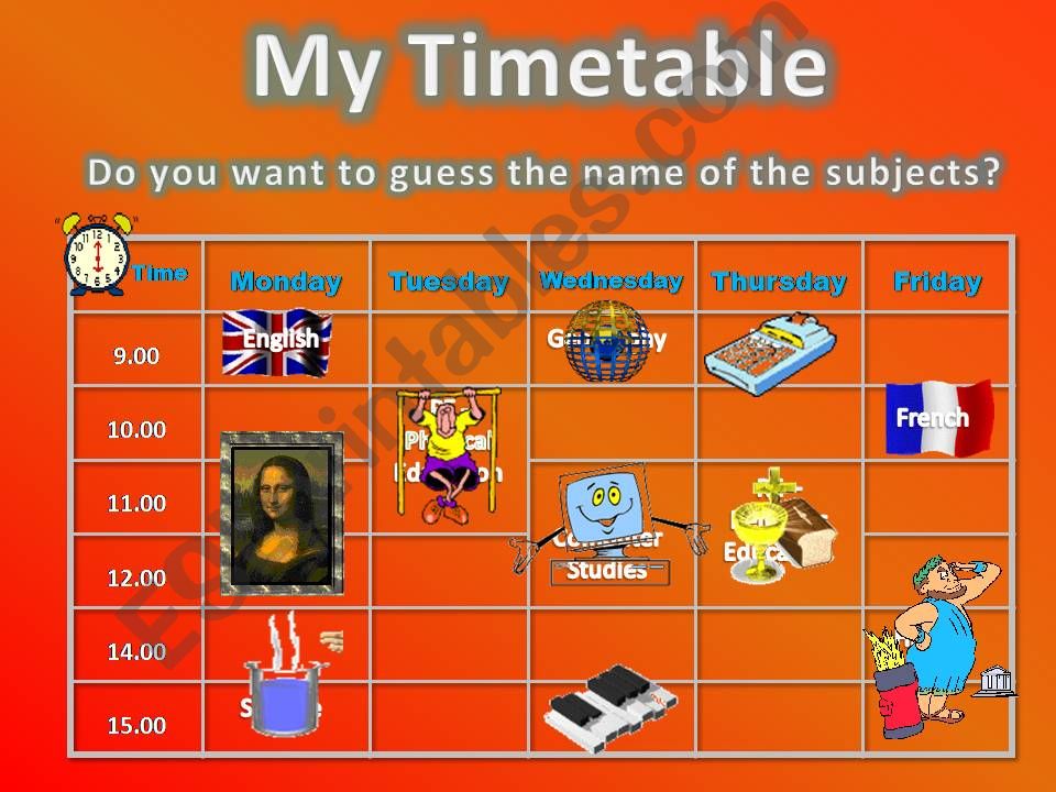 Timetable powerpoint