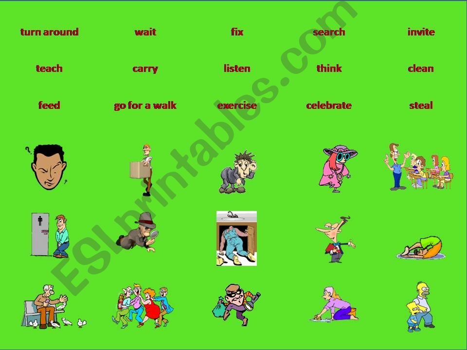 verb matching-game powerpoint