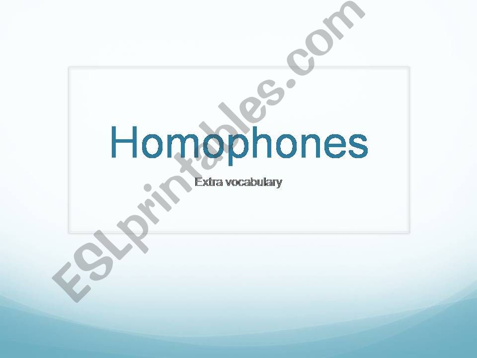 Homophones powerpoint