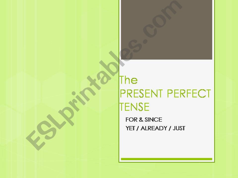The Present Perfect Tense presentation and practice