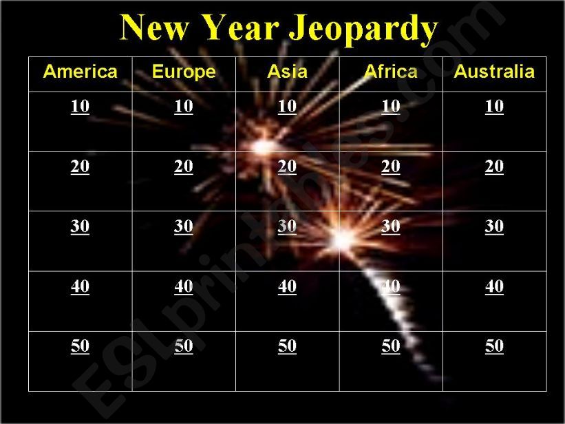 New Year Jeopardy powerpoint
