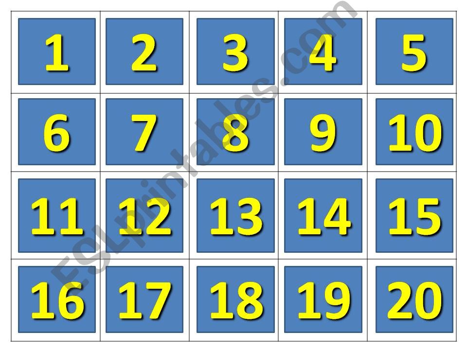 Numbers Memory game powerpoint