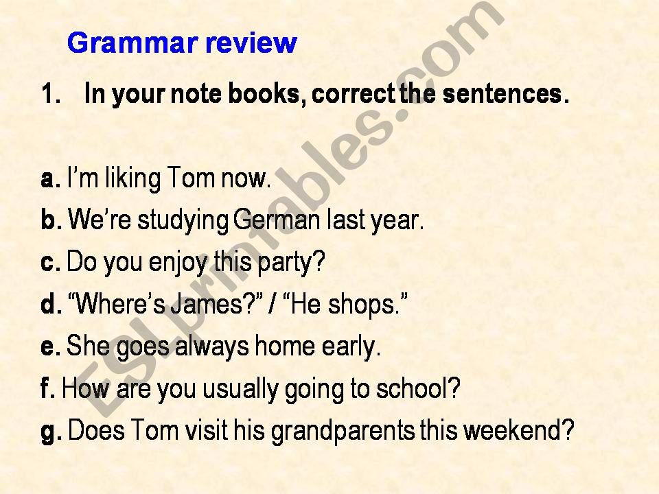 Grammar Review powerpoint