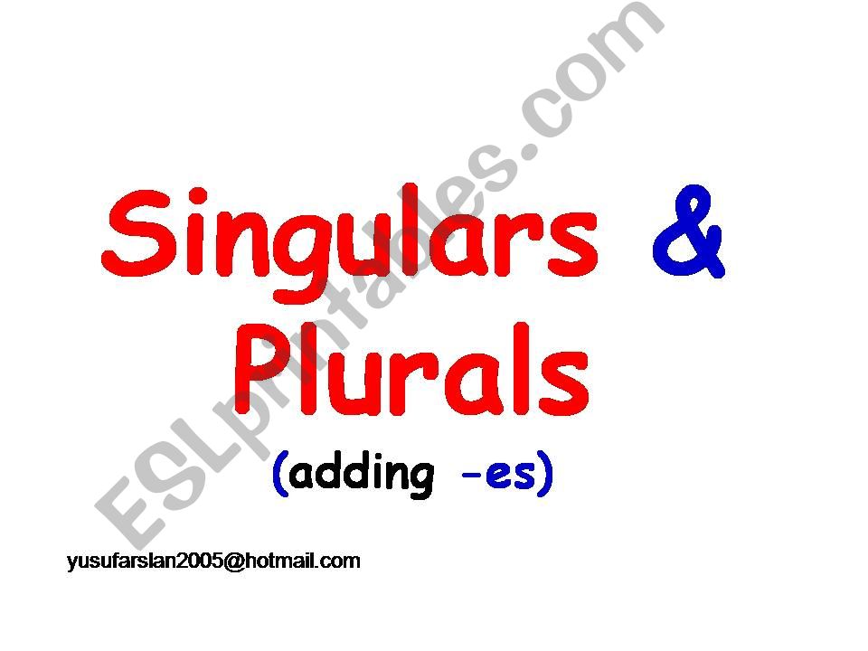 Singulars & Plurals (ANIMATED PICTURES) 3/3