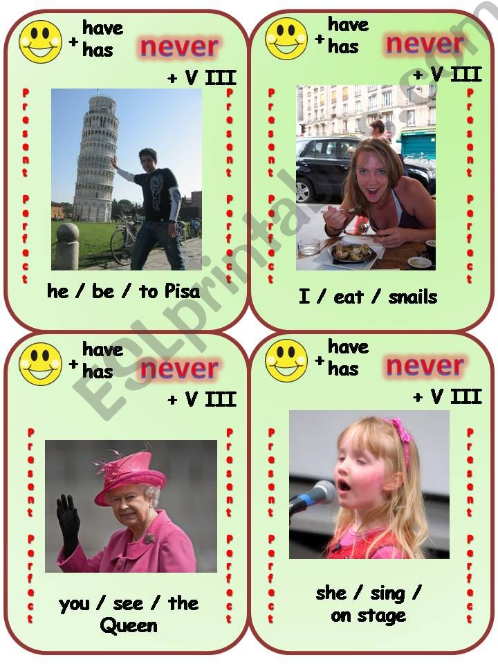 Present Perfect card game (part 4 of 5)