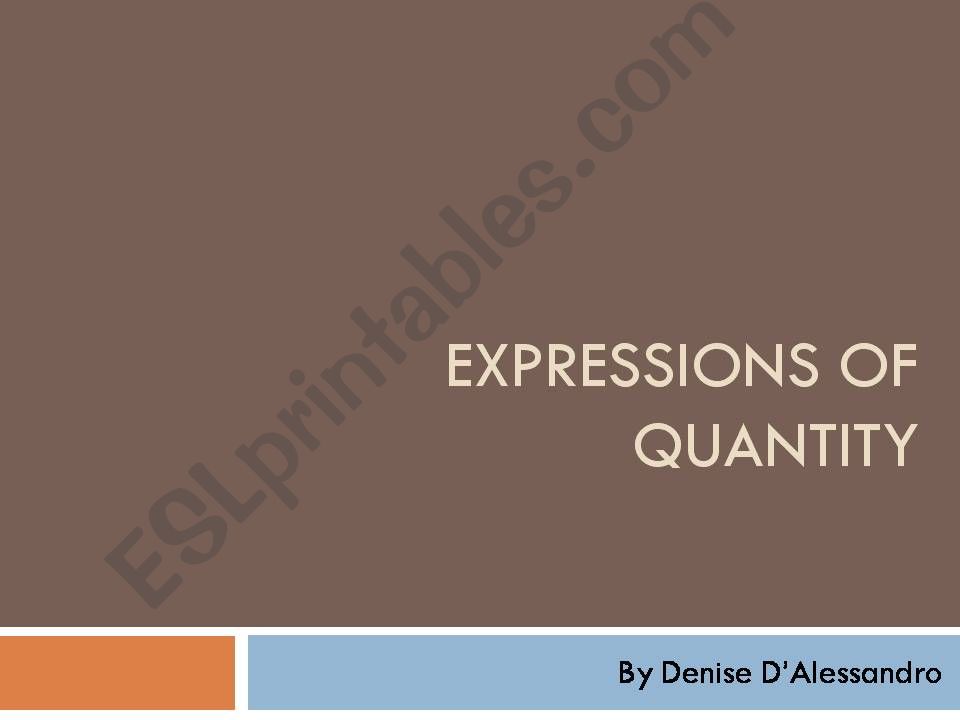 Expressions of Quantity powerpoint