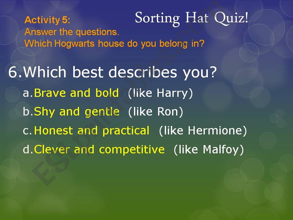 The Sorting Hat (part3 second half of the quiz)