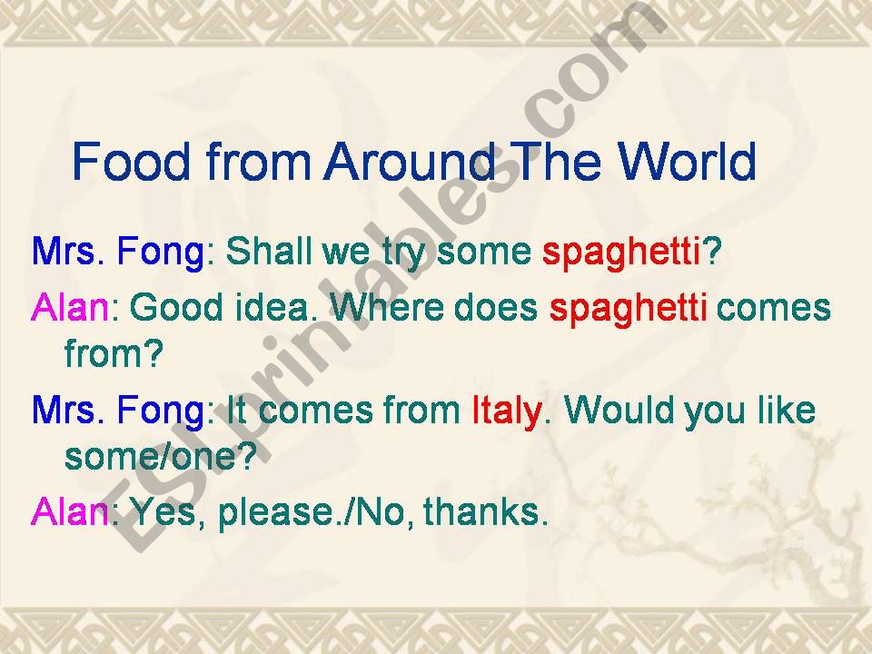 FOOD FROM AROUND THE WORLD powerpoint