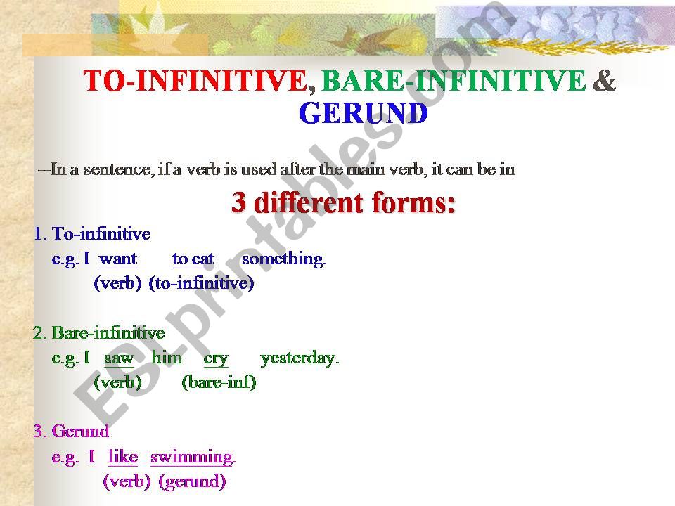 Bare infinitives powerpoint