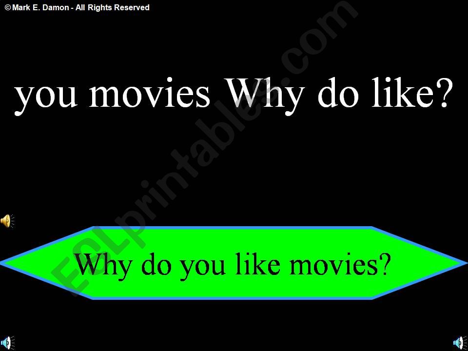 Scramble Sentences GAME  Movies - Music.ppt