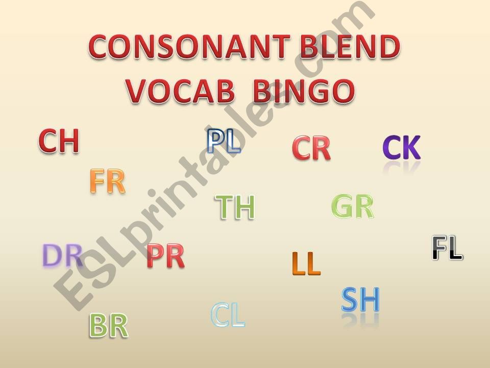 Consonant Blend / Vocab Bingo Picture Cards