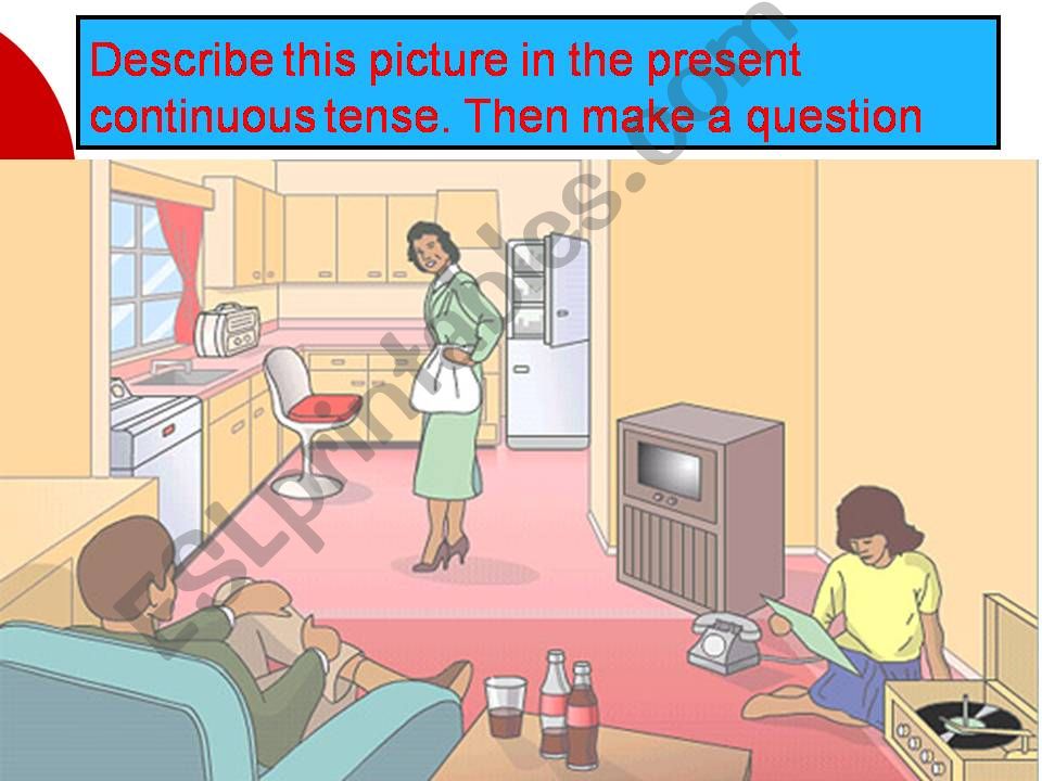 describe pictures using present cont tense