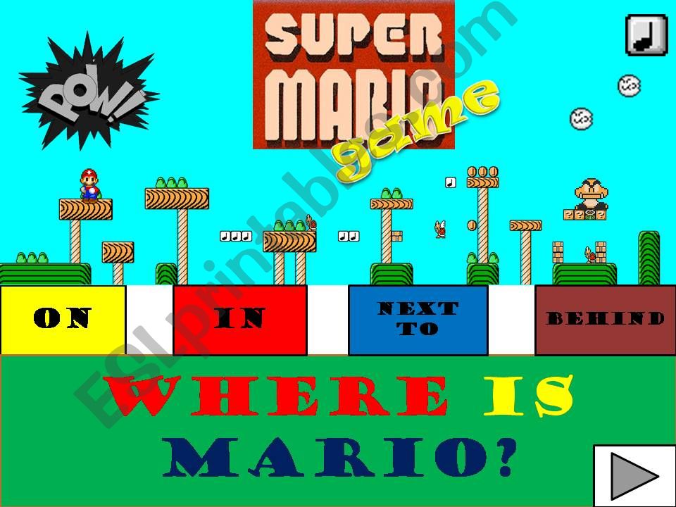 PREPOSITIONS OF PLACE WITH SUPERMARIO (WITH SOUND)
