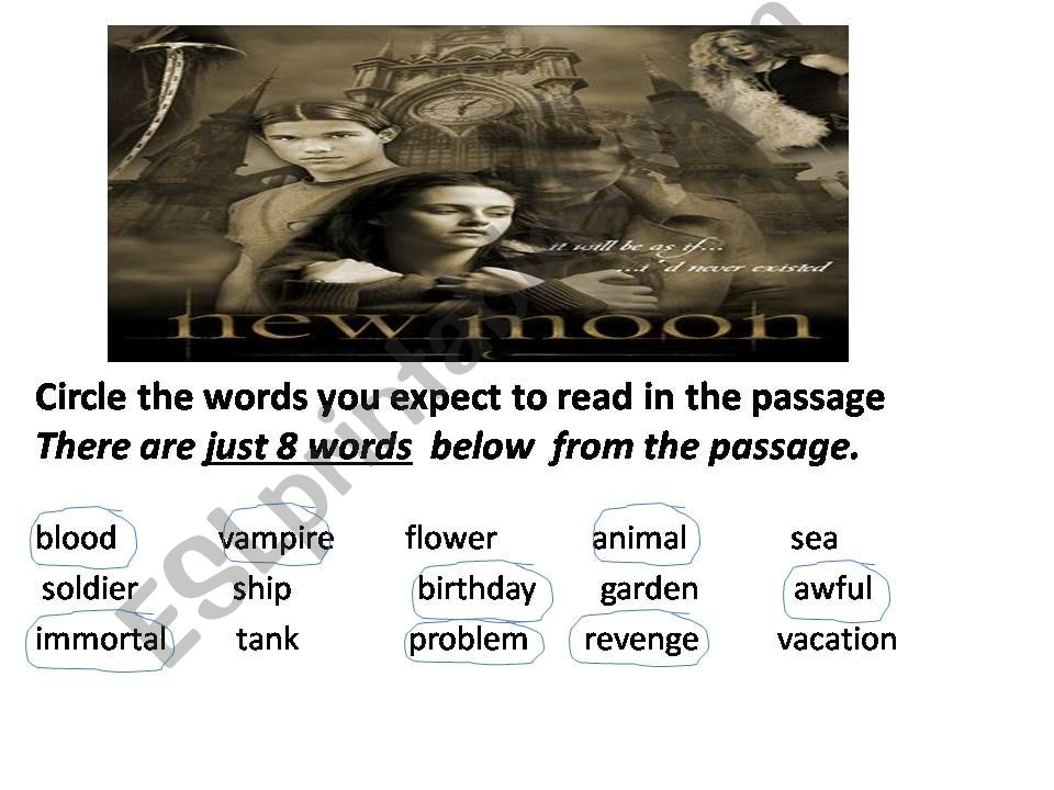 TWILIGHT saga; NEW MOON powerpoint