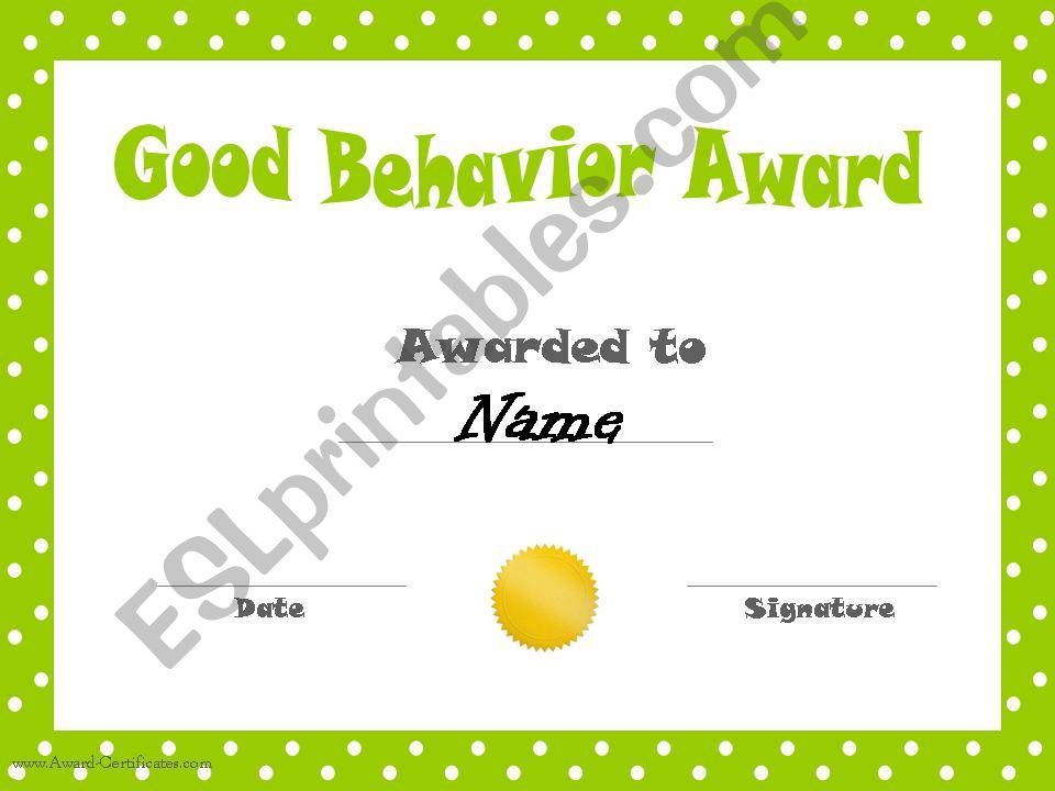 Behavior certififcates powerpoint