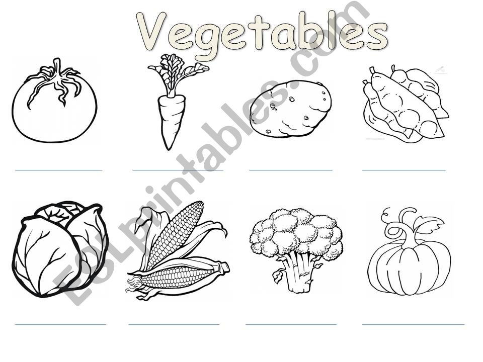 ESL English PowerPoints Colour and name the vegetables.