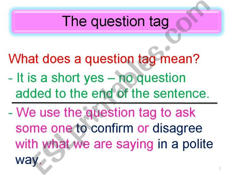 tag question-part 1 powerpoint
