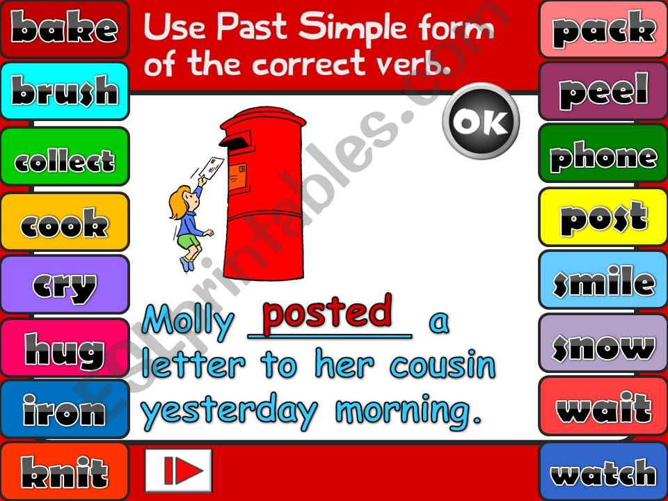 Past Simple - regular verbs *GAME* (2)