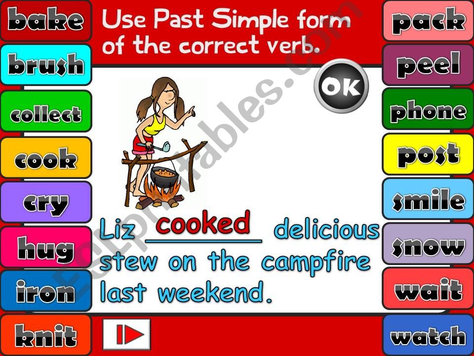 Past Simple - regular verbs *GAME* (3)