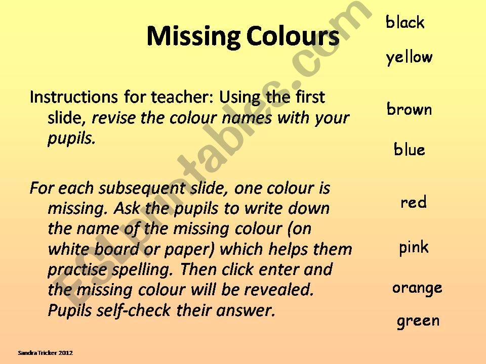 Missing Colours powerpoint
