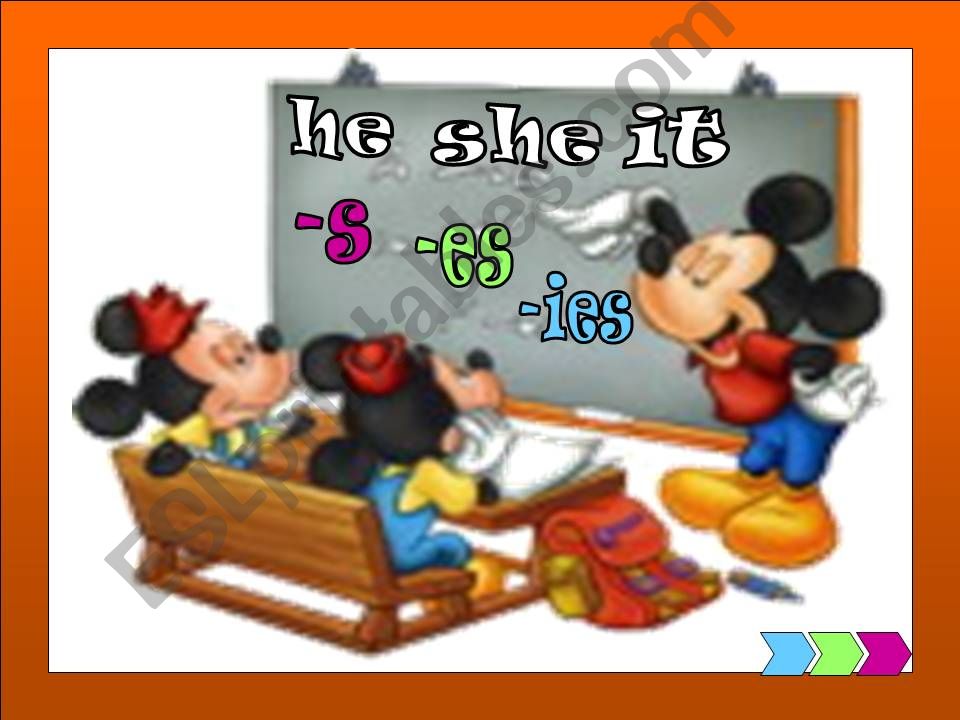mickey teaches 3rd person present simple endings-GAME