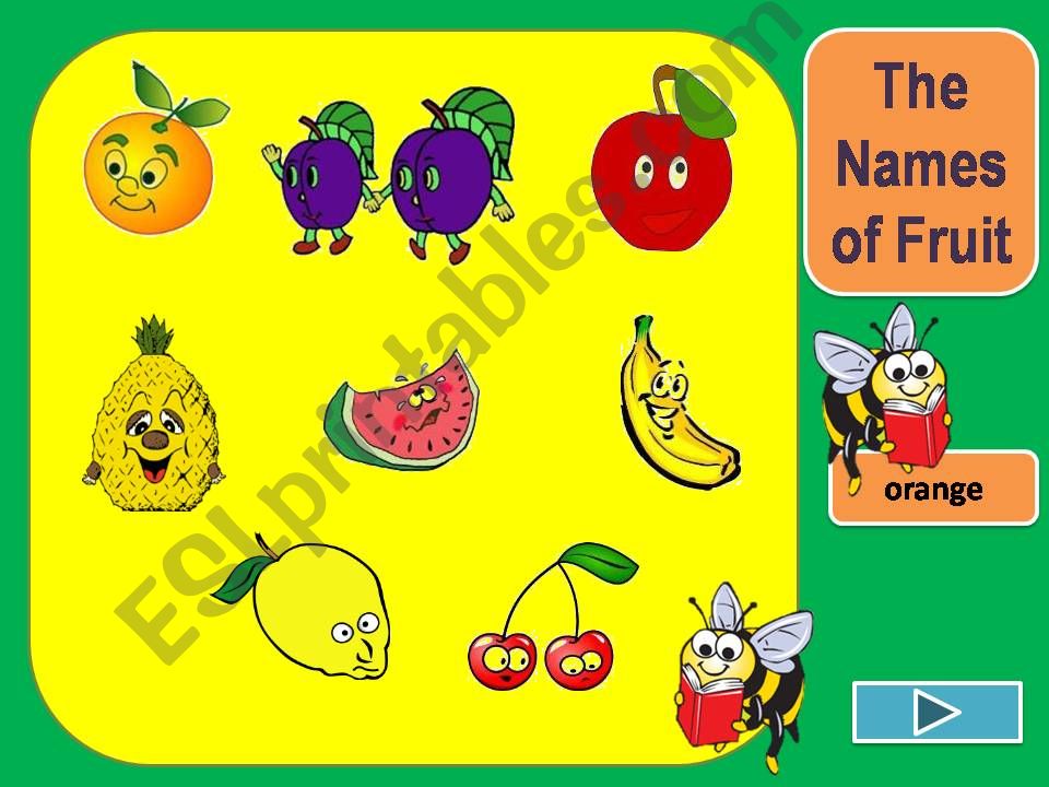 The Names  of Fruit  powerpoint