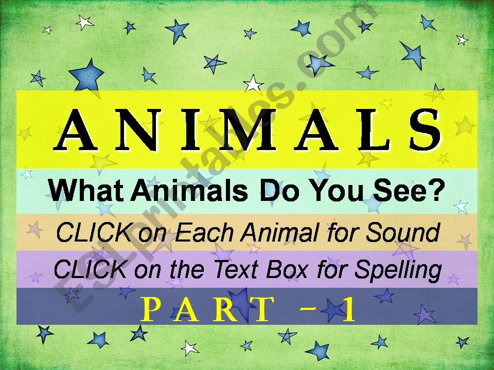 ANIMALS - Tell the Name - Spelling - Part 1 - with SOUND, ANIMATED