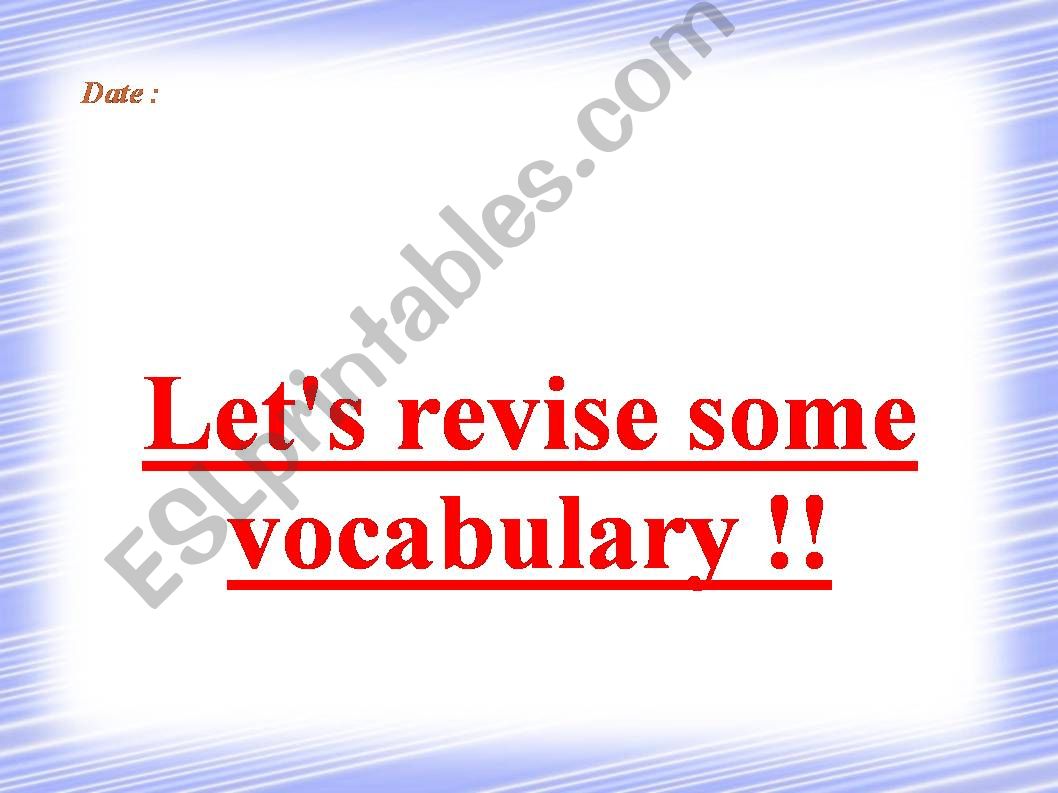 Food and activities Vocabulary