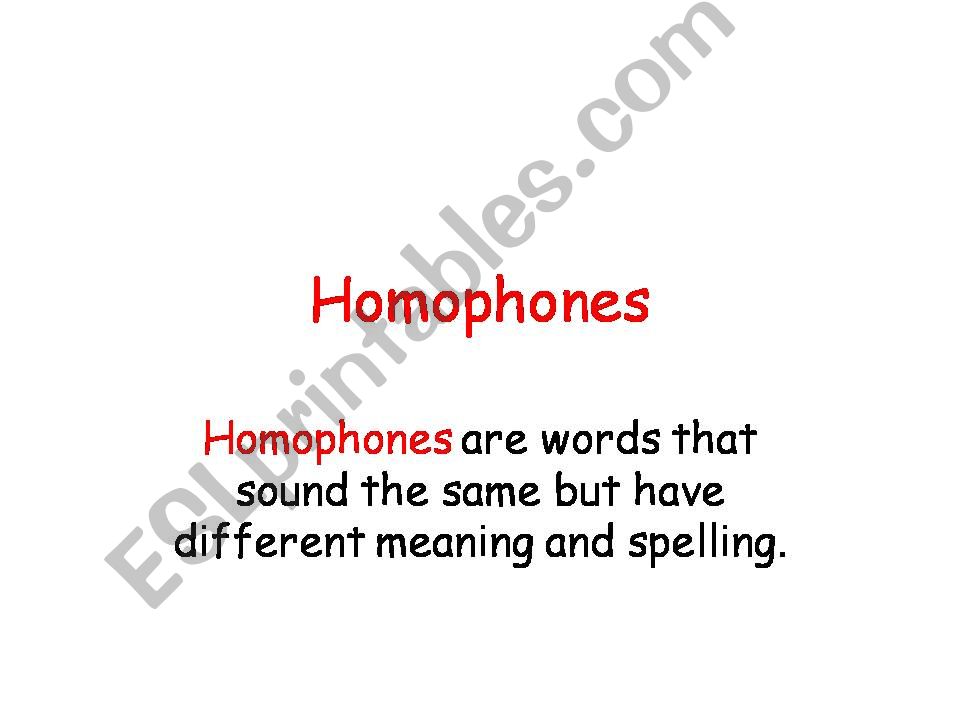 Homophones powerpoint