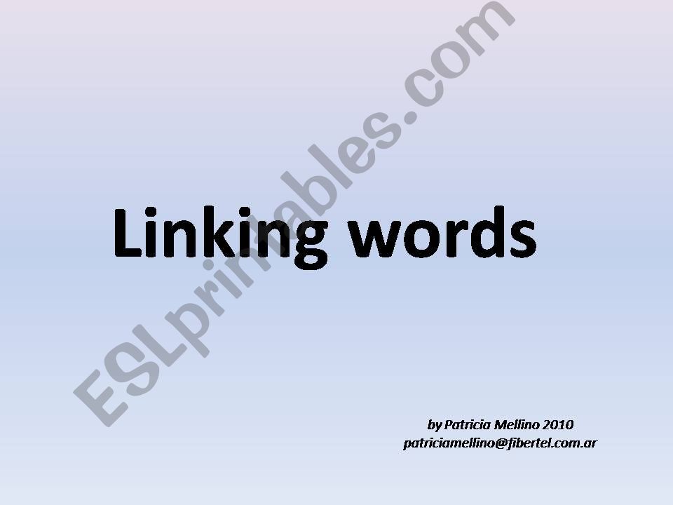 Linking words powerpoint