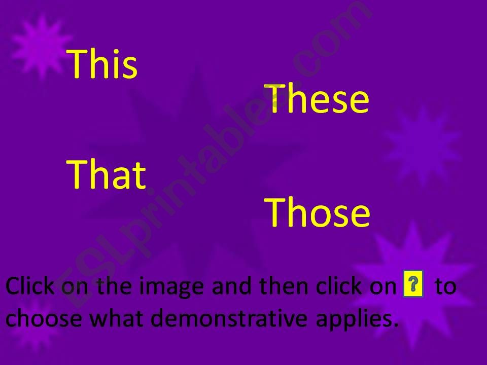 Demonstratives game part 1 powerpoint