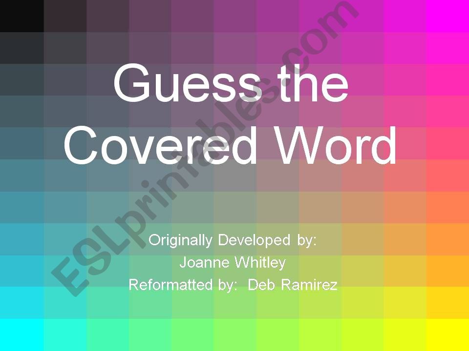 Guess the Covered Word -  Theme:  Community Resource Fair