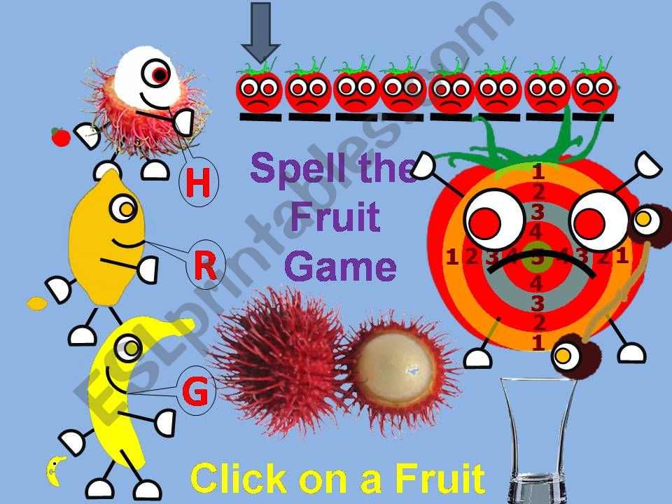 Spell the Fruit and fill up the glass with tomato juice Rambutan