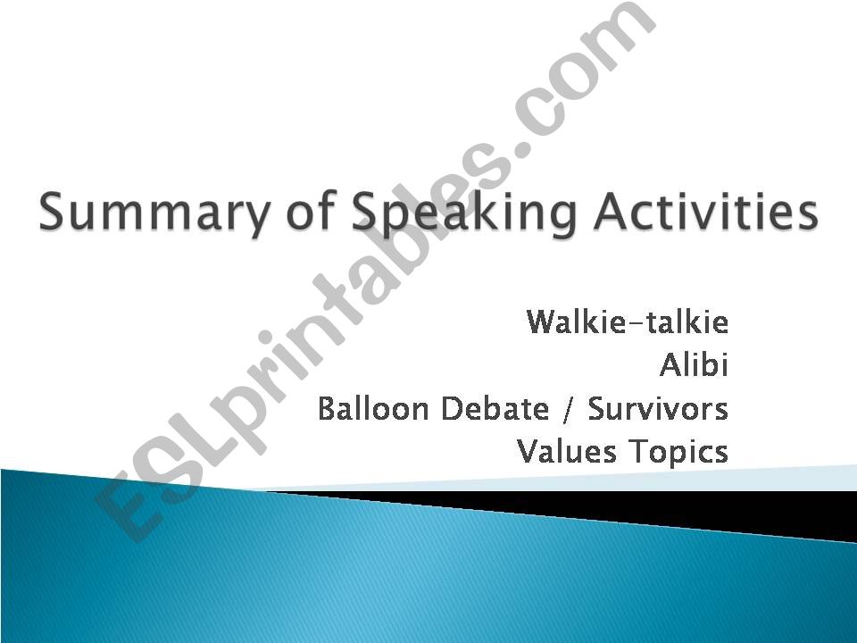 Speaking Activities powerpoint