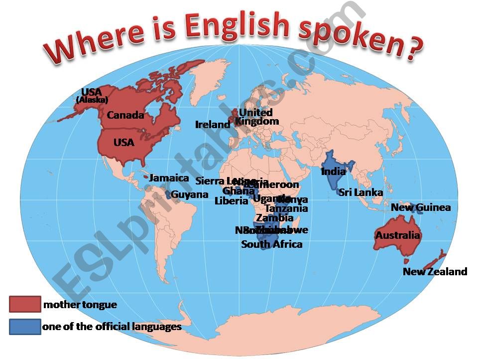 where is english spoken - clickable (animated)
