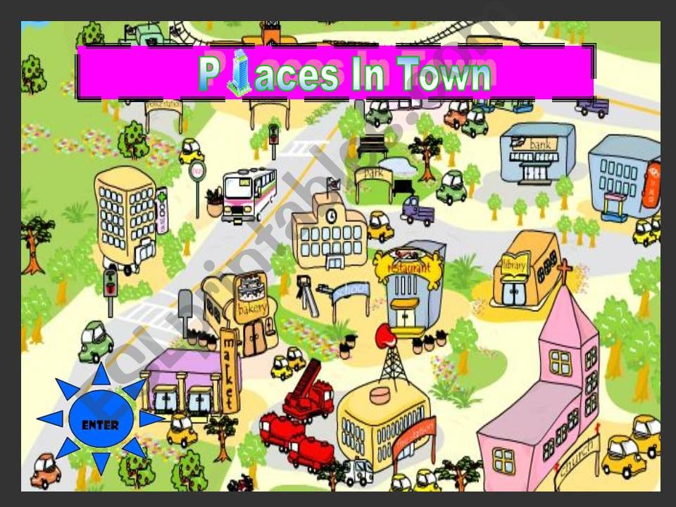 ESL - English PowerPoints: Places of a town