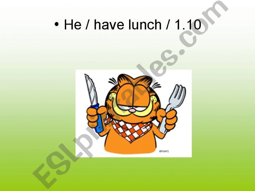 Garfields daily routine 2 powerpoint